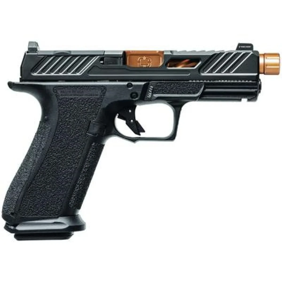 SHADOW SYSTEMS XR920 KAL. 9x19mm, BLACK FRAME, ELITE SLIDE OPTIC BLACK, SPIRAL THREADED BARREL BRONZE, SS ROD, BLK SERR