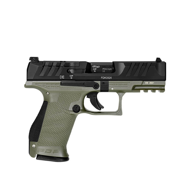 PISTOLET WALTHER PDP C 4.0" 15R KAL. 9X19MM OR OD GREEN PO PANTONE 7763U INT