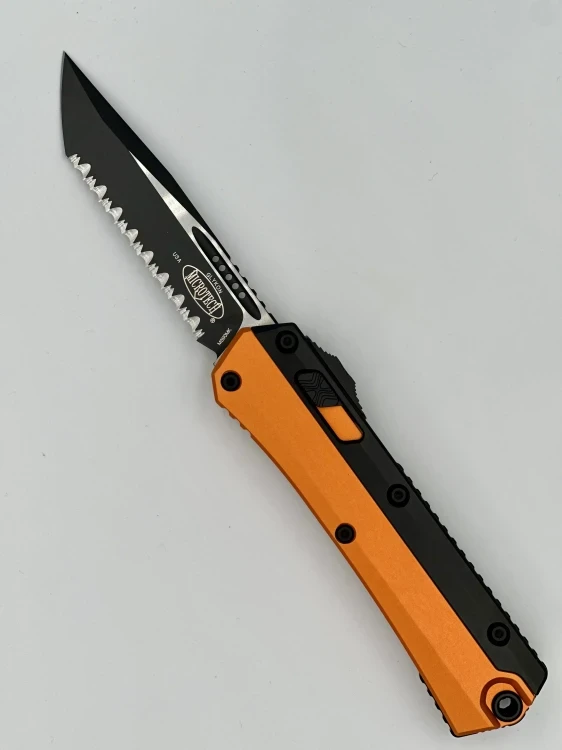 NÓŻ MICROTECH GLYKON T/E BLACK FULL SERRATE ORANGE