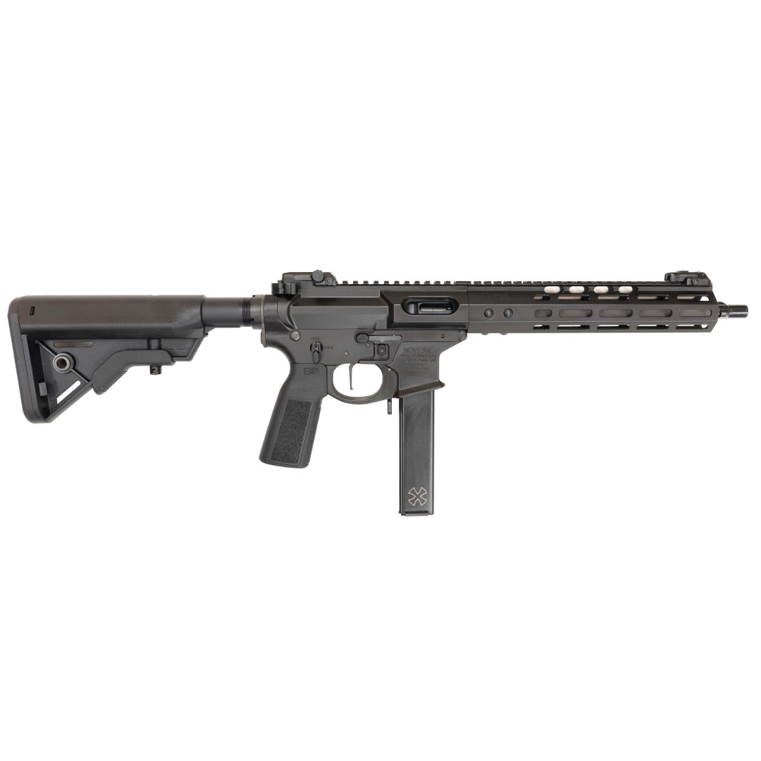 SAMOPOWTARZALNY PISTOLET MASZYNOWY NOVESKE NOVWSKE9 10.5 SHORTY SS NSR-9,75 (M-LOK) BLK CERAKOTE, TRIGGERTECH TRIGGER, TALON SAFETY, A5H4 BUFFER, TYPE 22 P-GRIP, TRI LUG ADAPTER 1/2x28; KAL.: 9 x 19 mm