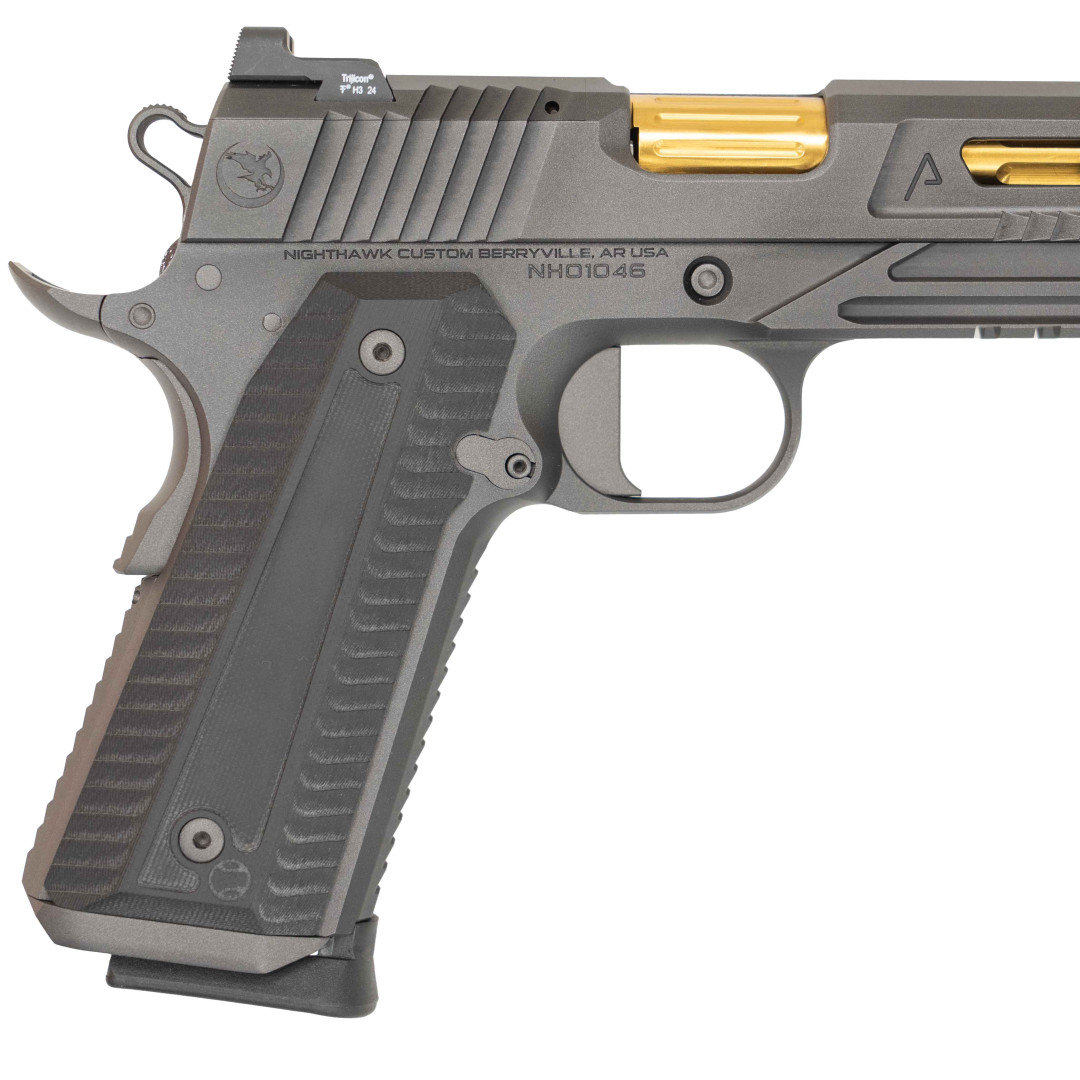 PISTOLET SAMOPOWTARZALNY NIGHTHAWK AGENT 2 GOV RECON W ZESTAWIE Z DODATKOWĄ LUFĄ Z KOMORĄ NABOJOWĄ, GOLD NITRIDE BARREL GOLD, SIGHT TRITIUM, EVERLAST RECOIL SYSTEM, KAL.: 9 x 19 mm