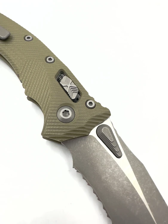 NÓŻ MICROTECH AMPHIBIAN RAM-LOK APOC PART SERR FLUTED OD GREEN G10