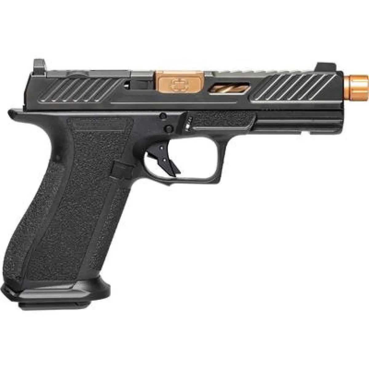 SHADOW SYSTEMS DR920 KAL. 9x19mm, BLACK FRAME, ELITE SLIDE OPTIC BLACK, SPIRAL THREADED BARREL BRONZE, SS ROD, BLK SERR