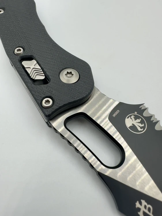 NÓŻ MICROTECH STITCH RAM LOK S/E BLACK FULL SERRATE FLUTED G-10