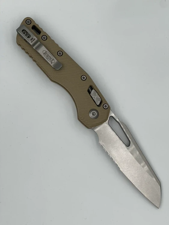 NÓŻ MICROTECH MSI® S/E F LUTED G-10 TAN STONEWASH PARTIAL SERRATED