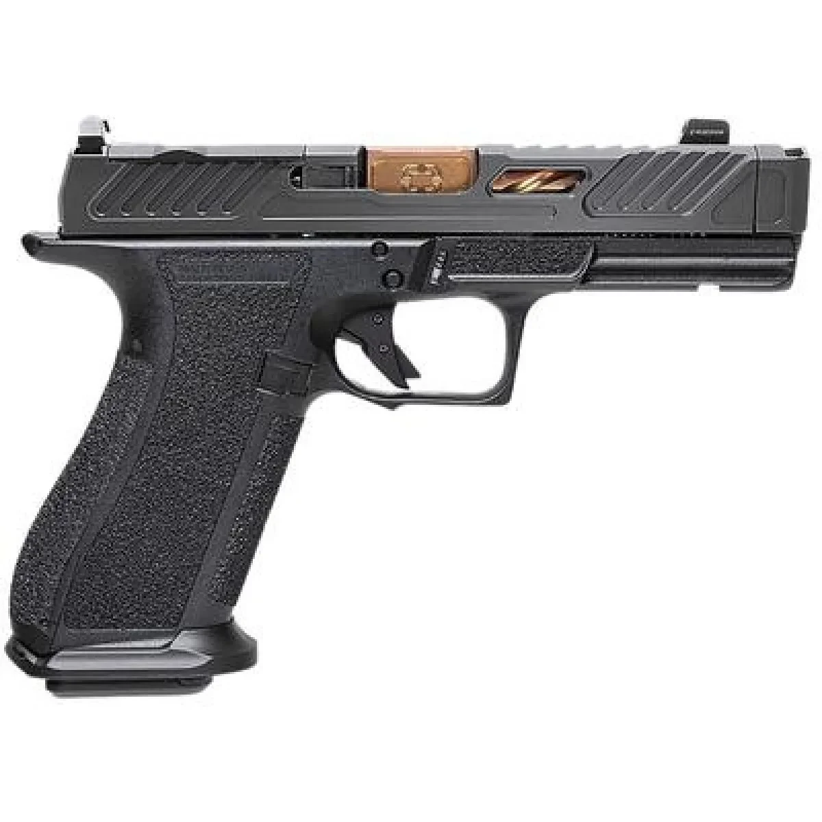 SHADOW SYSTEMS XR920P; BLACK FRAME, ELITE SLIDE OPTIC BLACK, SPIRAL COMPENSATED BARREL BRONZE, SS ROD, GRN TRIT 1D; KAL.: 9 x 19 mm