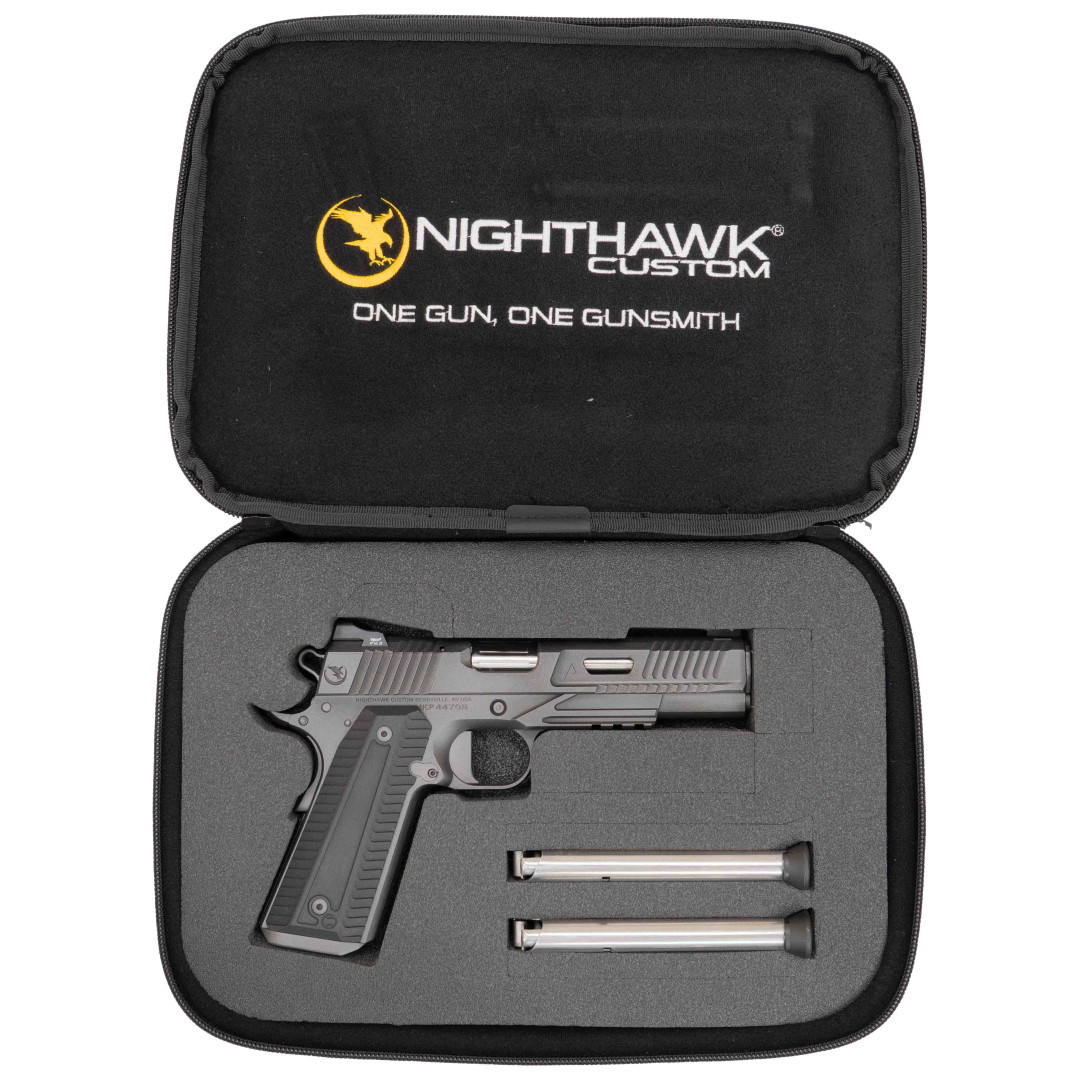 PISTOLET SAMOPOWTARZALNY NIGHTHAWK AGENT 2 RECON SLANTPRO TWO DOT REAR, WITH TRITIUM FRONT SIGHT SIGHT UPGRADE - NIGHTHAWK IOS BASE PLATE, NOVAK SIGHT CUT, STANDARD REAR SIGHT, & FRONT SIGHT, KAL.: .45 ACP