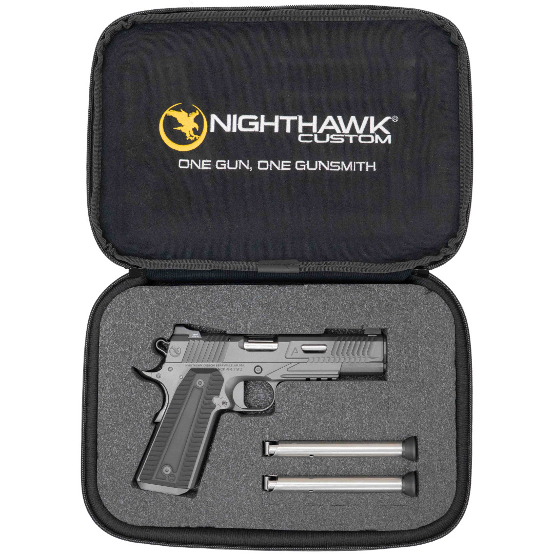 PISTOLET SAMOPOWTARZALNY NIGHTHAWK AGENT 2 PISTOL RECON SLANTPRO TWO DOT REAR, WITH TRITIUM FRONT SIGHT SIGHT UPGRADE - NIGHTHAWK IOS BASE PLATE, NOVAK SIGHT CUT, STANDARD REAR SIGHT, & FRONT SIGHT, KAL.: .45 ACP