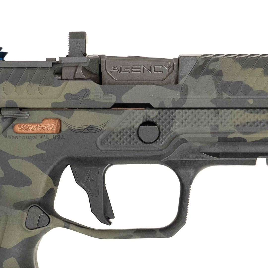 PISTOLET SAMOPOWTARZALNY AGENCY ARMS SAGE SIG P320, BLACK MULTICAM, FULL BUILD OEM, KAL.: 9 X 19 mm