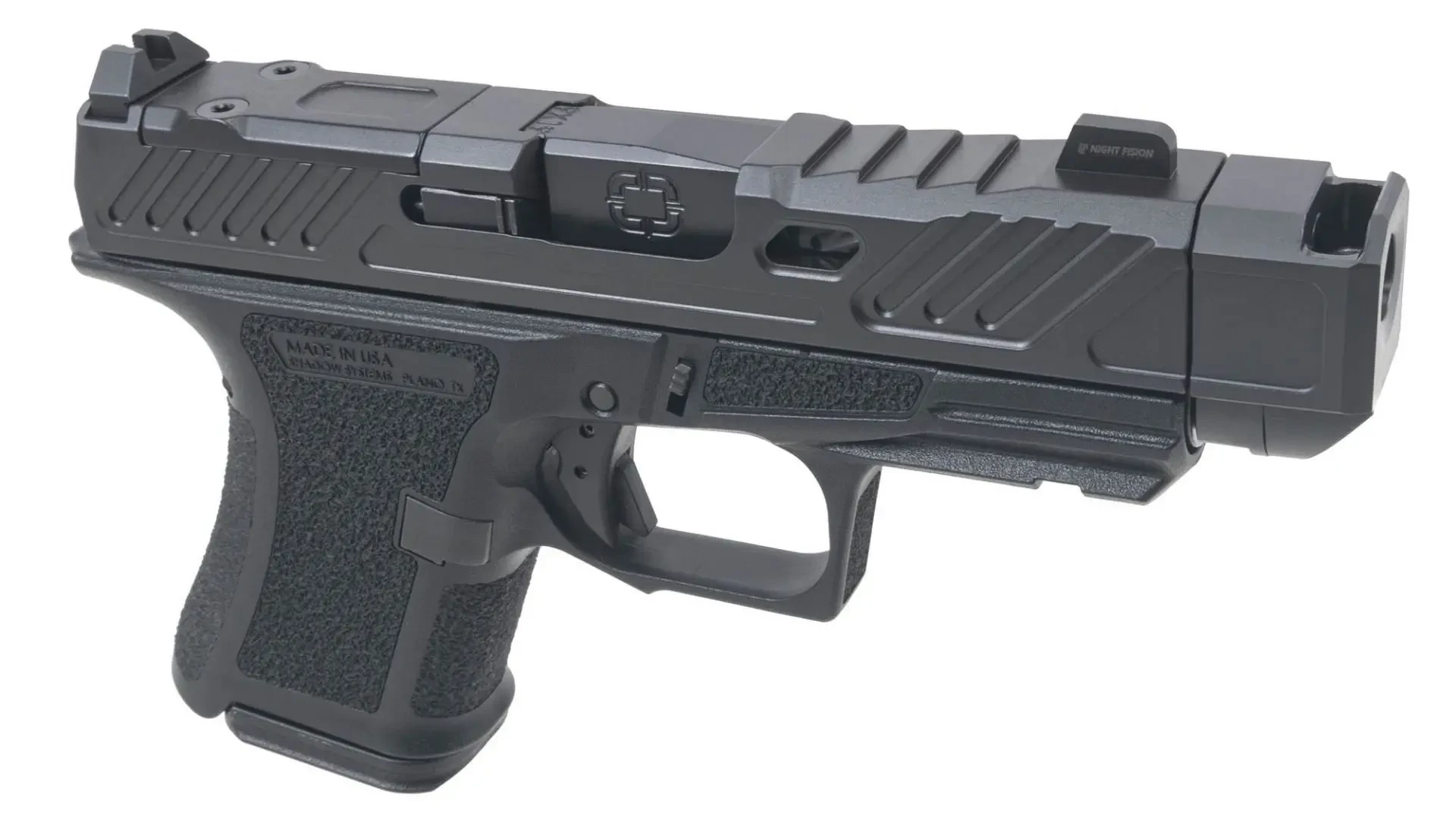 SHADOW SYSTEMS CR920P; BLACK FRAME, ELITE SLIDE OPTIC BLACK, SPIRAL COMPENSATED BARREL BRONZE, SS ROD, GRN TRIT 1D; KAL.: 9 x 19 mm