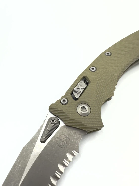 NÓŻ MICROTECH AMPHIBIAN RAM-LOK APOC PART SERR FLUTED OD GREEN G10