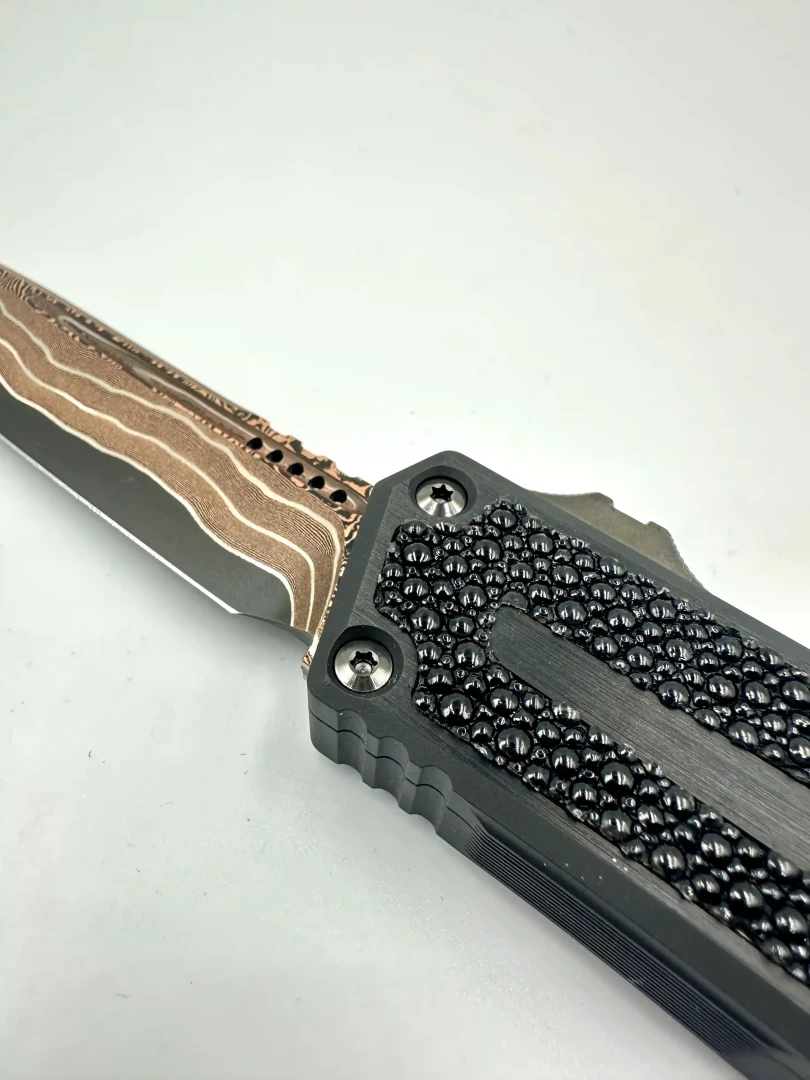 NÓŻ MICROTECH SCARAB® II GEN III - TANTO EDGE MARFIONE SELECT BAKER FORGE COPPERMAI DAMASCUS HEFTED ALLOY W/ STINGRAY INLAY DLC HARD CUT STAINLESS