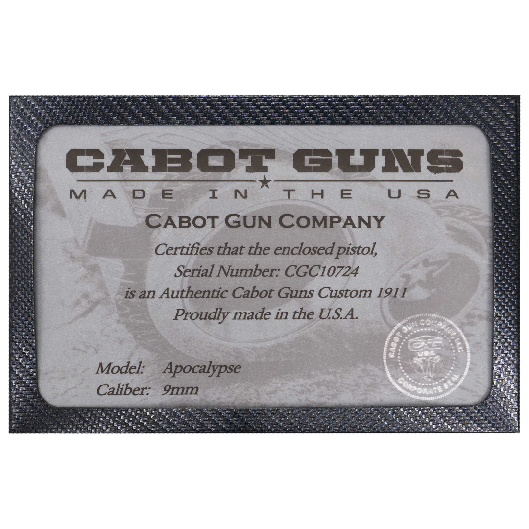 PISTOLET SAMOPOWTARZALNY CABOT APOCALYPSE (2024),: 9 X 19 mm