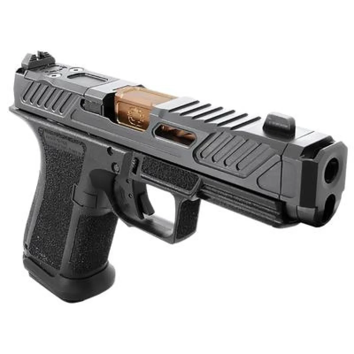 SHADOW SYSTEMS DR920P; BLACK FRAME, ELITE SLIDE OPTIC BLACK, SPIRAL COMPENSATED BARREL BLACK, SS ROD, GRN TRIT 1D; KAL.: 9 x 19 mm