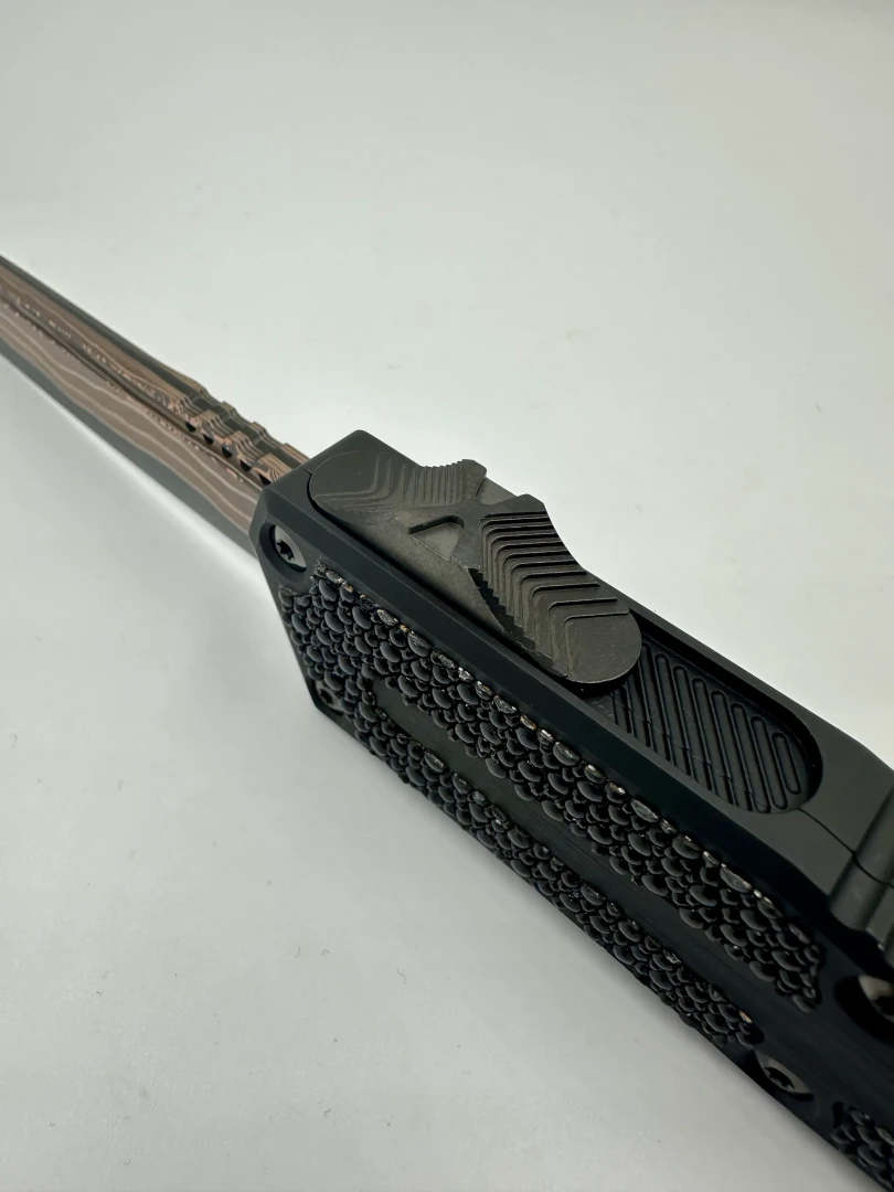 NÓŻ MICROTECH SCARAB® II GEN III - TANTO EDGE MARFIONE SELECT BAKER FORGE COPPERMAI DAMASCUS HEFTED ALLOY W/ STINGRAY INLAY DLC HARD CUT STAINLESS