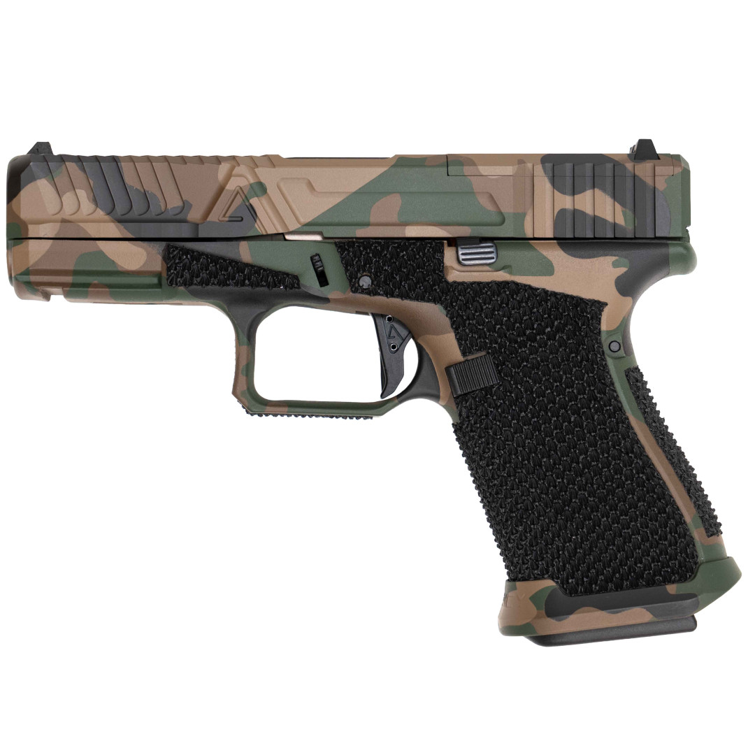 PISTOLET SAMOPOWTARZALNY W ZESTAWIE Z DODATKOWĄ LUFĄ Z KOMORĄ NABOJOWĄ BEZ GWINTU ZEWNĘTRZNEGO, AGENCY ARMS FULL BUILD CUSTOM URBAN, GLOCK 19 GEN.5, FLUTED BARREL, KAL.: 9 x 19 mm