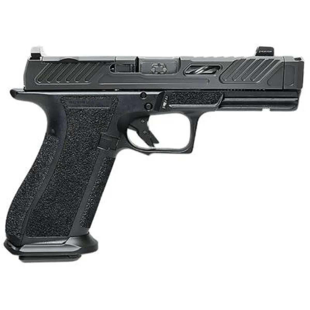 SHADOW SYSTEMS MR920P; BLACK FRAME, ELITE SLIDE OPTIC BLACK, SPIRAL COMPENSATED BARREL BLACK, SS ROD, GRN TRIT 1D, KAL.: 9 x 19 mm