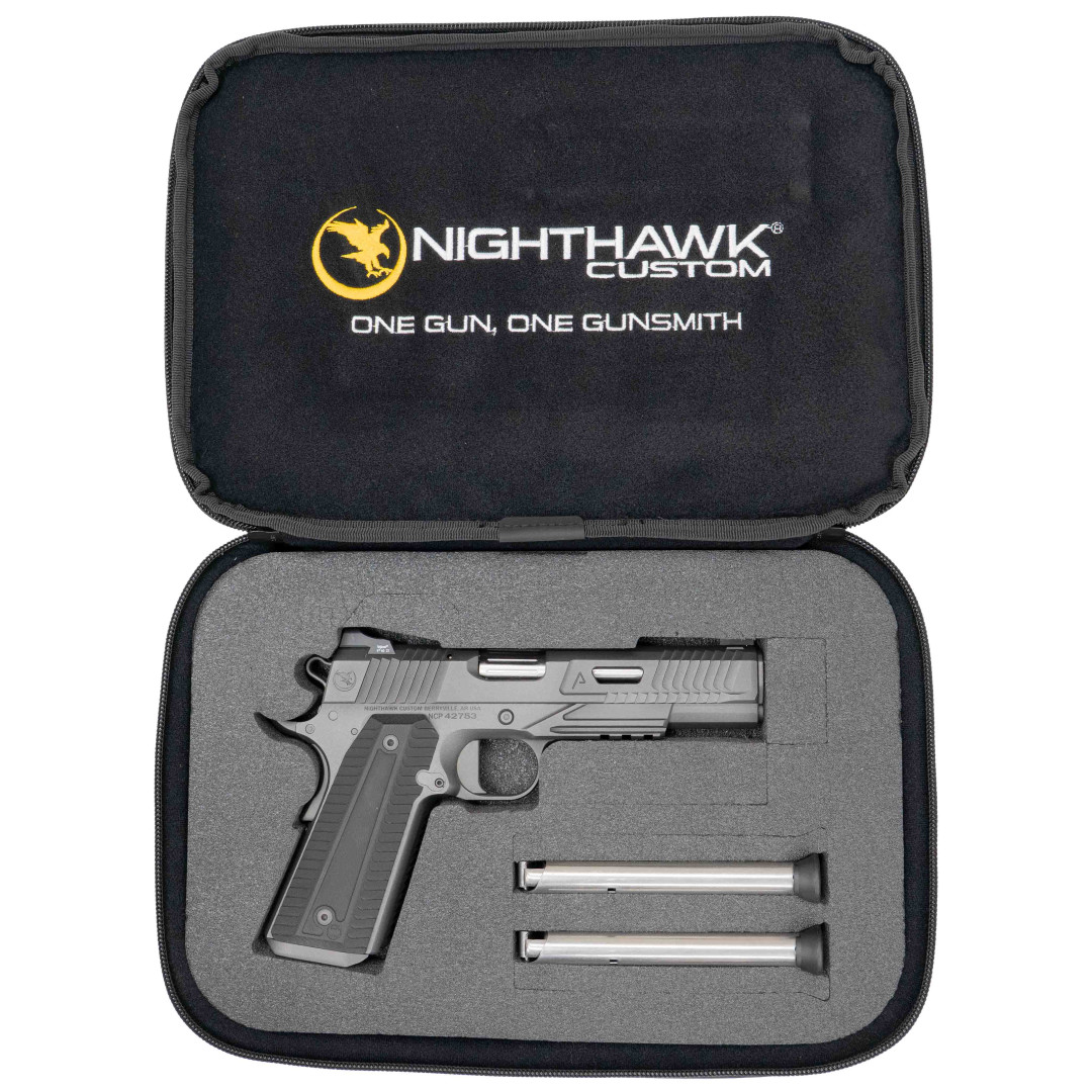 PISTOLET SAMOPOWTARZALNY NIGHTHAWK AGENT2 GOV RECON SLANTPRO TWO DOT REAR, WITH TRITIUM FRONT SIGHT SIGHT UPGRADE - NIGHTHAWK IOS BASE PLATE, NOVAK SIGHT CUT, STANDARD REAR SIGHT & FRONT SIGHT, KAL.: .45 ACP