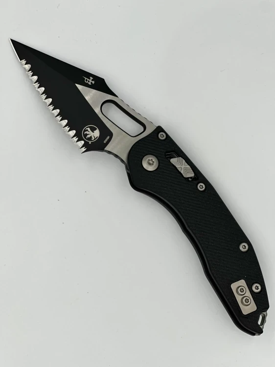 NÓŻ MICROTECH STITCH RAM LOK S/E BLACK FULL SERRATE FLUTED G-10
