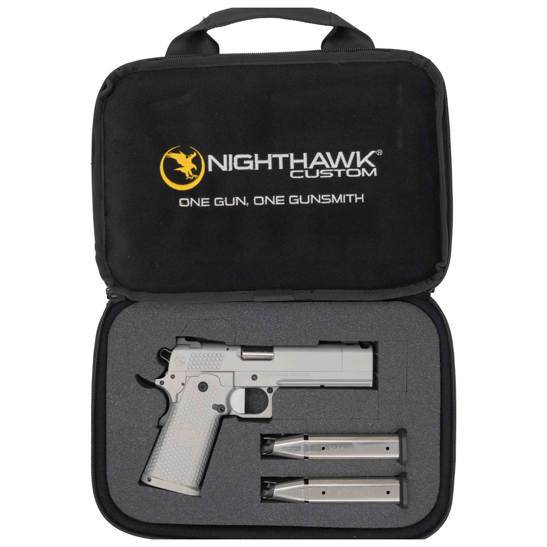 PISTOLET SAMOPOWTARZALNY NIGHTHAWK TRS COMP TACTICAL READY SERIES COMP; FRAME, SLIDE, & GRIP TO BE SATIN CERAKOTE (LOOKS LIKE BEAD BLASTED STAINLESS), TRIJICON RMR, IRON SIGHT FORWARD OF OPTIC, KAL.: 9 x 19 mm