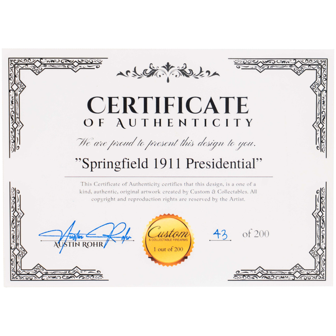 PISTOLET SAMOPOWTARZALNY SPRINGFIELD 1911 5" PRESIDENTIAL HAND ENGRAVED (1 of 200); KAL.: .45ACP