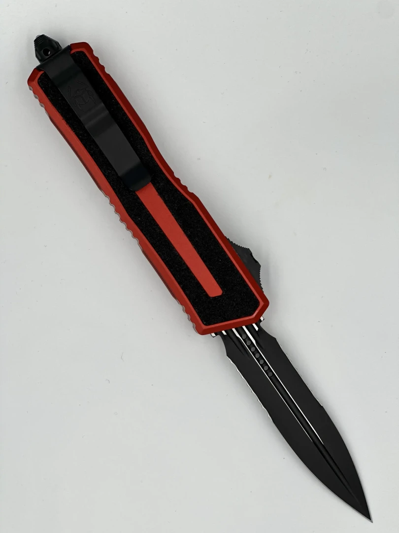 NÓŻ MICROTECH SCARAB II GEN III D/E BLACK PART SERRATE RED