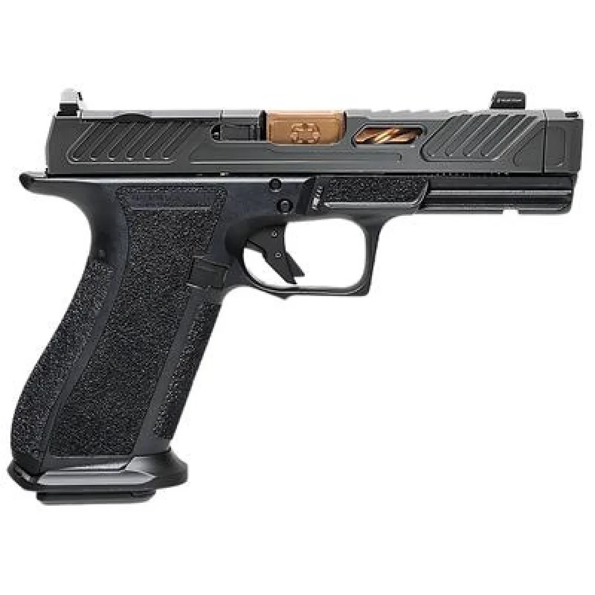 SHADOW SYSTEMS DR920P; BLACK FRAME, ELITE SLIDE OPTIC BLACK, SPIRAL COMPENSATED BARREL BLACK, SS ROD, GRN TRIT 1D; KAL.: 9 x 19 mm