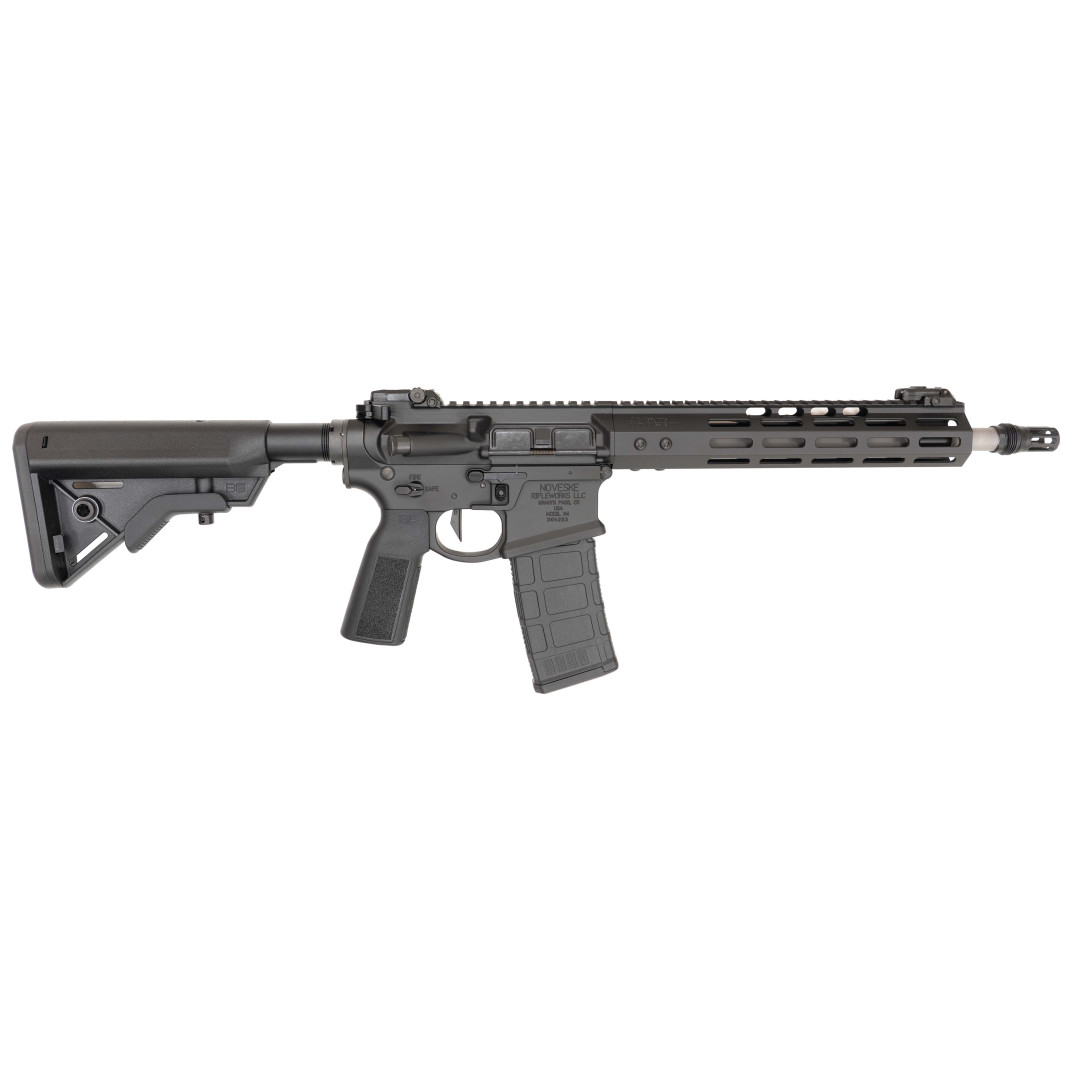 KARABIN SAMOPOWTARZALNY NOVESKE 4TH GEN. N4 12.5 SS BLACK CERAKOTE NSR-13.5 (M-LOK), TALON SAFETY, AMBI BOLT ANG MAGAZINE CATCH, BRAVO STOCK, 22 P-GRIP, MBUS PRO, PIG PEN FH 5/8x24; KAL.: 6 mm ARC