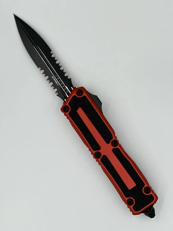 NÓŻ MICROTECH SCARAB II GEN III D/E BLACK PART SERRATE RED