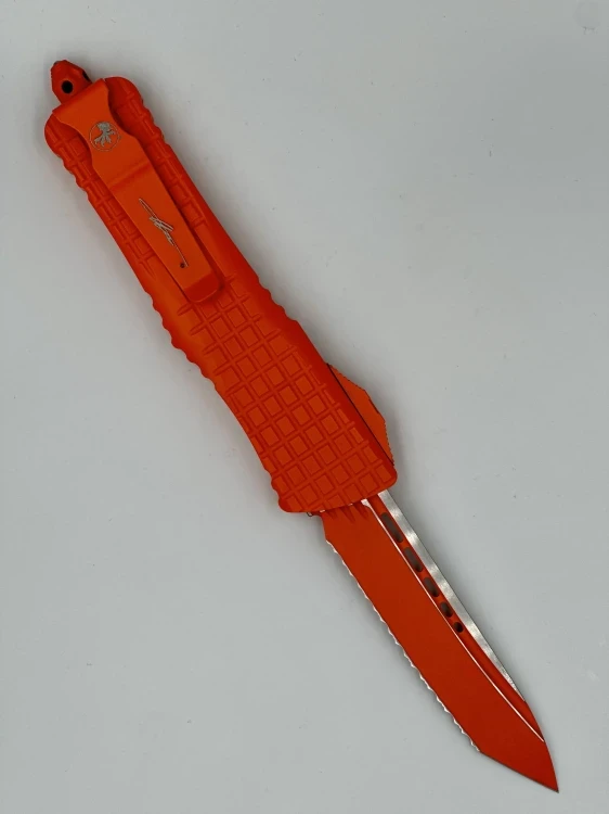 NÓŻ MICROTECH COMBAT TROODON T/E FULL SERRATE FRAG CERAKOTE ORANGE SIGNATURE SERIES