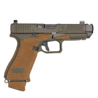 PISTOLET SAMOPOWTARZALNY W ZESTAWIE Z DODATKOWĄ LUFĄ Z KOMORĄ NABOJOWĄ BEZ GWINTU ZEWNĘTRZNEGO AGENCY ARMS SAGE GLOCK 19X OD GREEN; KAL.: 9 x 19 mm