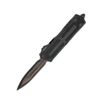 NÓŻ MICROTECH SCARAB® II GEN III - DOUBLE EDGE SIGNATURE SERIES BAKER FORGE C OPPERMAI DAMASCUS HEFTED A LLOY W/ STINGRAY INLAY DLC HARD CUT STAINLESS