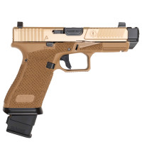 PISTOLET SAMOPOWTARZALNY AGENCY ARMS W ZESTAWIE Z DODATKOWĄ LUFĄ Z KOMORĄ NABOJOWĄ BEZ GWINTU ZEWNĘTRZNEGO GLOCK 19X SAGE FDE PVD LIMITED EDITION; KAL.: 9 x 19 mm
